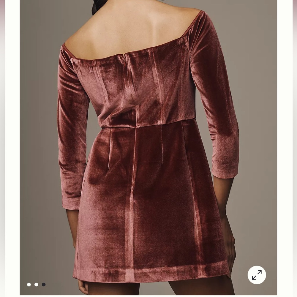 Anthropologie- Hutch Long-Sleeve Square-Neck Mini Dress - Picture 3 of 9